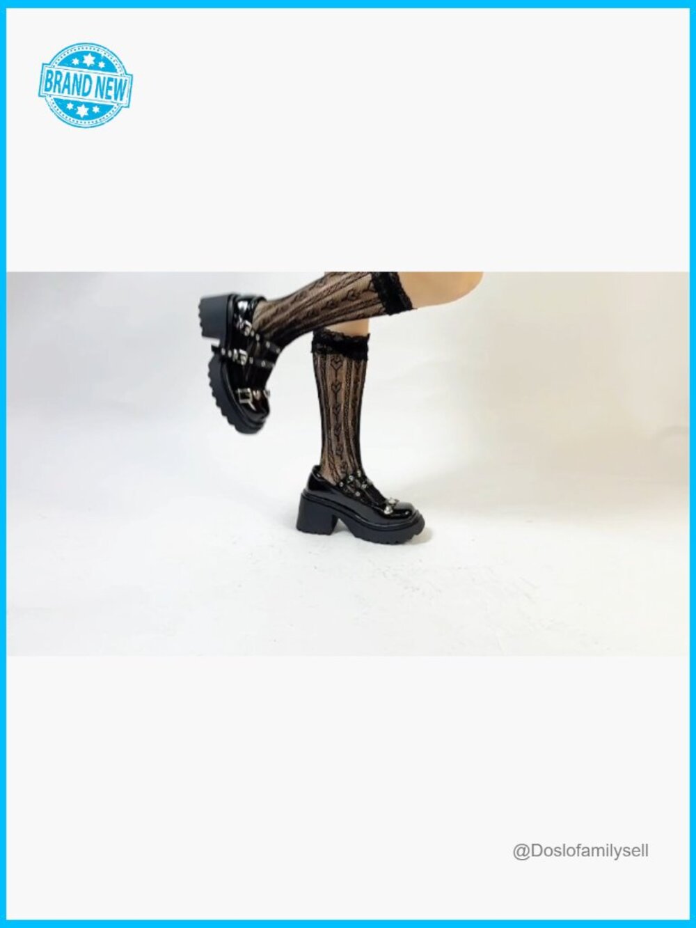 Chunky Platform Mary Janes with Heart Buckle, Round Toe, Y2K Goth Lolita - Picture 7 of 7